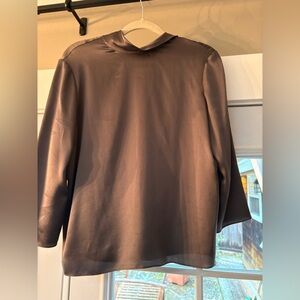 Vince gray silk mock neck sleeve blouse M